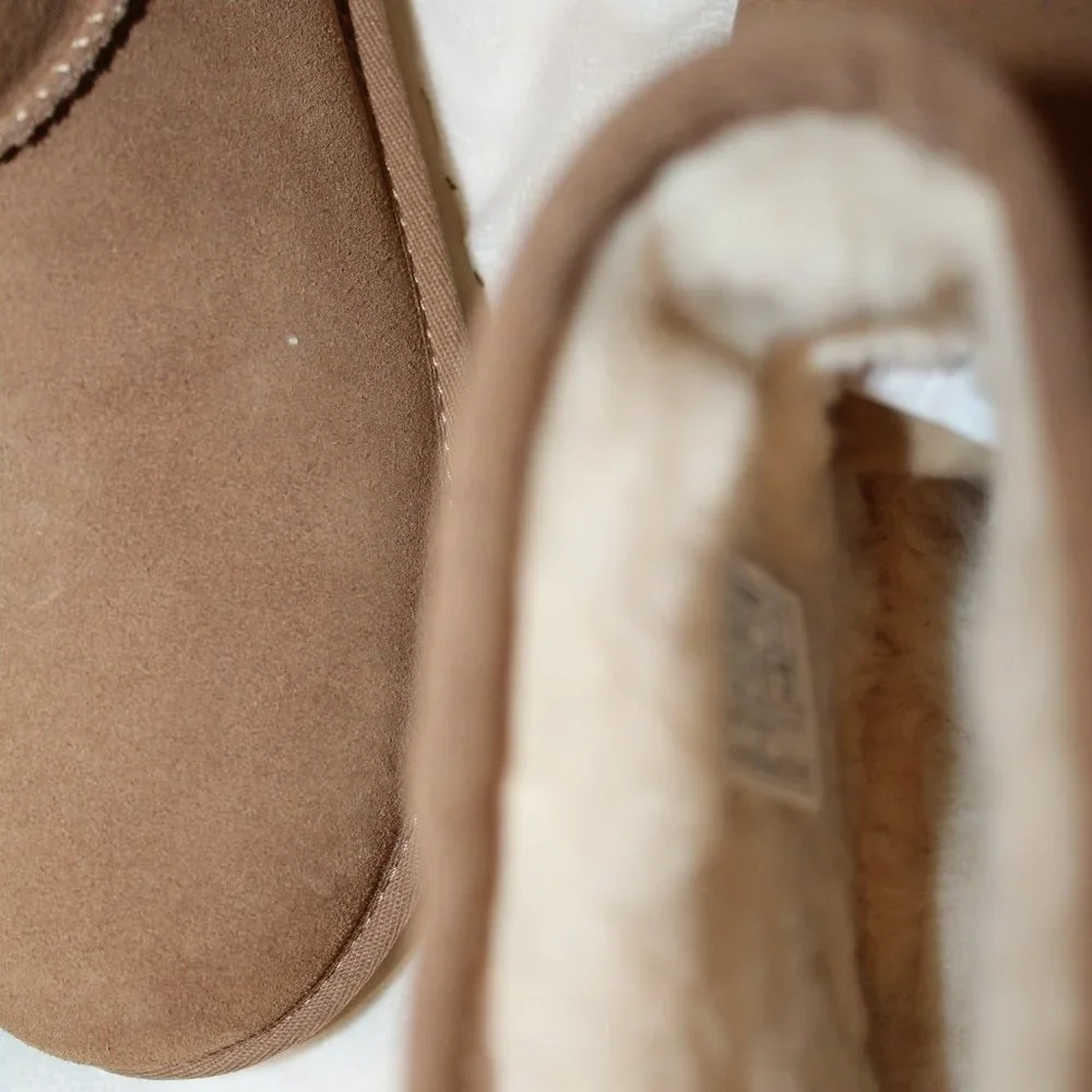 NEW UGG WOMEN'S LOGO MINI ANKLE BOOTS BOOTIES CHESTNUT - Picture 5 of 8